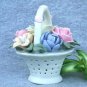 Bisque Porcelain Flower Basket Vintage Cottage Look