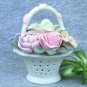 Bisque Porcelain Flower Basket Vintage Cottage Look