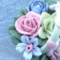 Bisque Porcelain Flower Basket Vintage Cottage Look