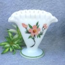 Vintage Hand Painted Fan Vase Crimped Rim