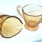 Fostoria 'Fairfax' Creamer & Sugar Amber Elegant Glass