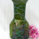 Art Glass Vase with Iridescent Overlay Hand Blown Pinched at Base