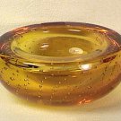 Art Glass Amber Bowl with Controlled Bubbles