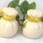 Hand Painted Flour Sacks Salt Pepper Shakers Circa 1940