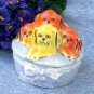 Art Deco Blue Luster Box with Orange and Yellow Puppies Made in Germany
