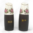 Roses Salt and Pepper Shakers Wood and Bone China