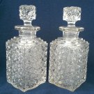 Mold Blown Daisy & Button Square Decanters - Antique Pattern Glass
