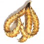 Leafy Stylized Heart Pin / Brooch Goldtone - Vintage