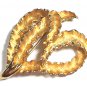 Leafy Stylized Heart Pin / Brooch Goldtone - Vintage