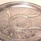 Five Part Depression Glass Rock Crystal Relish with Metal Tray Circa 1930s