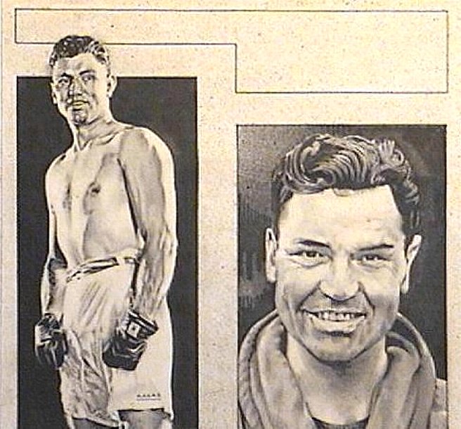 Jack Dempsey 1935 Autograph On Pen And Ink Drawing Heavyweight Boxing Champ