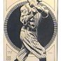 Sam Rice 1934 Autograph on Pen & Ink Drawing Baseball Old Timer