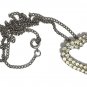Heart Pendant Two Rows Rhinestones and Silver Chain