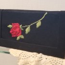 La Marquise Black Evening Clutch with Red Rose Vintage Purse