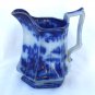 Flow Blue Oriental Theme Pitcher Circa 1860