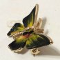Pair Butterfly Scatter Pins Enameled Black and Yellow Hat Pins Vintage 1960s