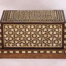 Wood Telescoping Cigarette Box with Bone and Mother of Pearl Inlay Vintage Tobacciana