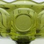 Fostoria Coin Pattern High Footed Compote Olive Green Elegant Glass 1960s