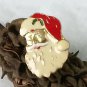 Santa Claus Pin Enameled Gold Face Mid Century Christmas Jewelry
