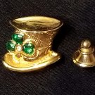 Shamrock on Top Hat Pin Goldtone & Green Enamel Avon Jewelry St Patrick's Day