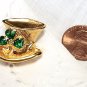 Shamrock on Top Hat Pin Goldtone & Green Enamel Avon Jewelry St Patrick's Day