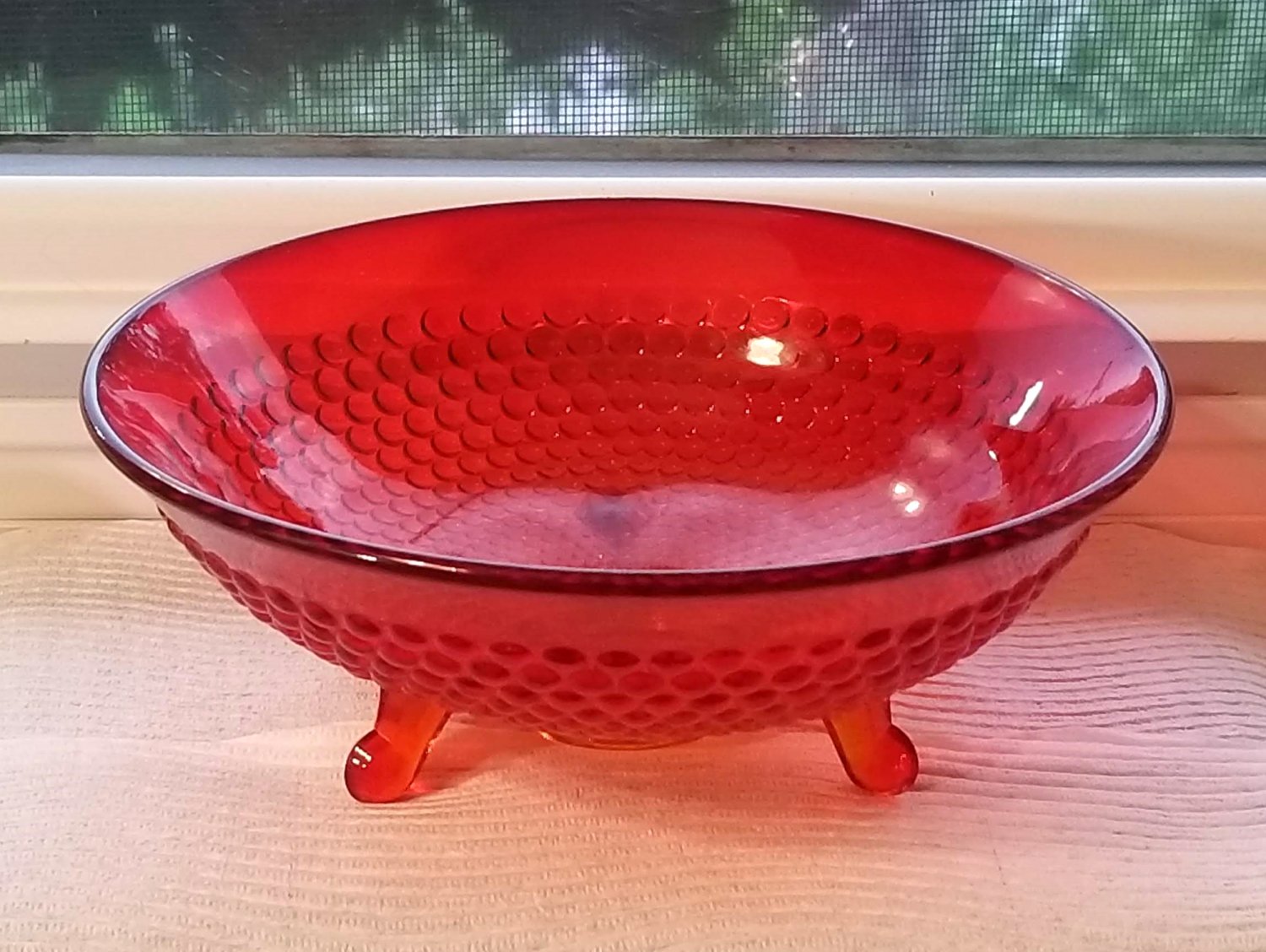 Ruby Thousand Eye Bowl by Fenton Glass Amberina circa 1934