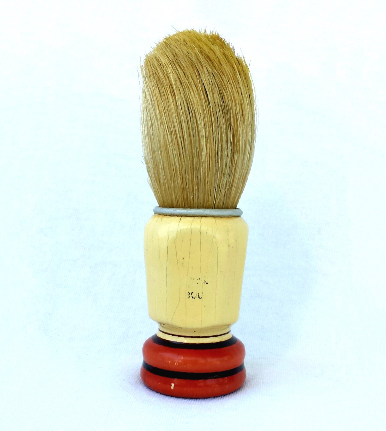 Shaving Brush with Wood Handle Vintage Orange, Black & Cream