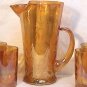 Marigold Swag 7 Piece Juice Set Iridescent Depression Glass 1930s Pitcher & 6 Tumblers