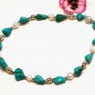 Cultured Pearl and Turquoise Nugget Necklace in Sterling Silver - New