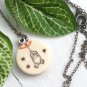 Etched Pooh-like Bear with Balloon Pendant on Sterling Silver Chain