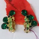 Dark & Light Green Colored Stone Earrings - Clip Backs