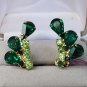 Dark & Light Green Colored Stone Earrings - Clip Backs