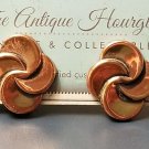 Copper PinWheel Earrings Signed Renoir Mid Century Fashion Jewelry