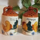 Farm Style Jugs Salt & Pepper Shakers w/ Hand Painted Farm Scene