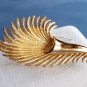 Large Monet Feather Brooch Signed Vintage Pin