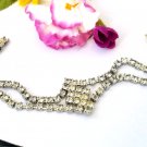 Rhinestone Bracelet 2-Rows and Center Cluster Vintage Fashion Jewelry