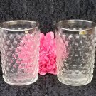Two Hobnail Tumblers with Silver Rim Trim, Vintage Glassware