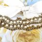 Vintage 5-Strand Pearl & Gold Link Bracelet