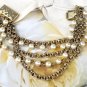 Vintage 5-Strand Pearl & Gold Link Bracelet
