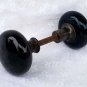 Pair Antique Door Knobs with Spindle Black Ceramic