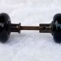 Pair Antique Door Knobs with Spindle Black Ceramic