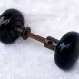 Pair Antique Door Knobs with Spindle Black Ceramic