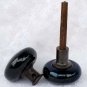 Pair Antique Door Knobs with Spindle Black Ceramic