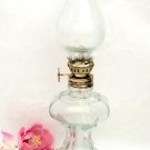 Miniature Glass Oil Lamp, Paneled Font, Working Vintage Lamp