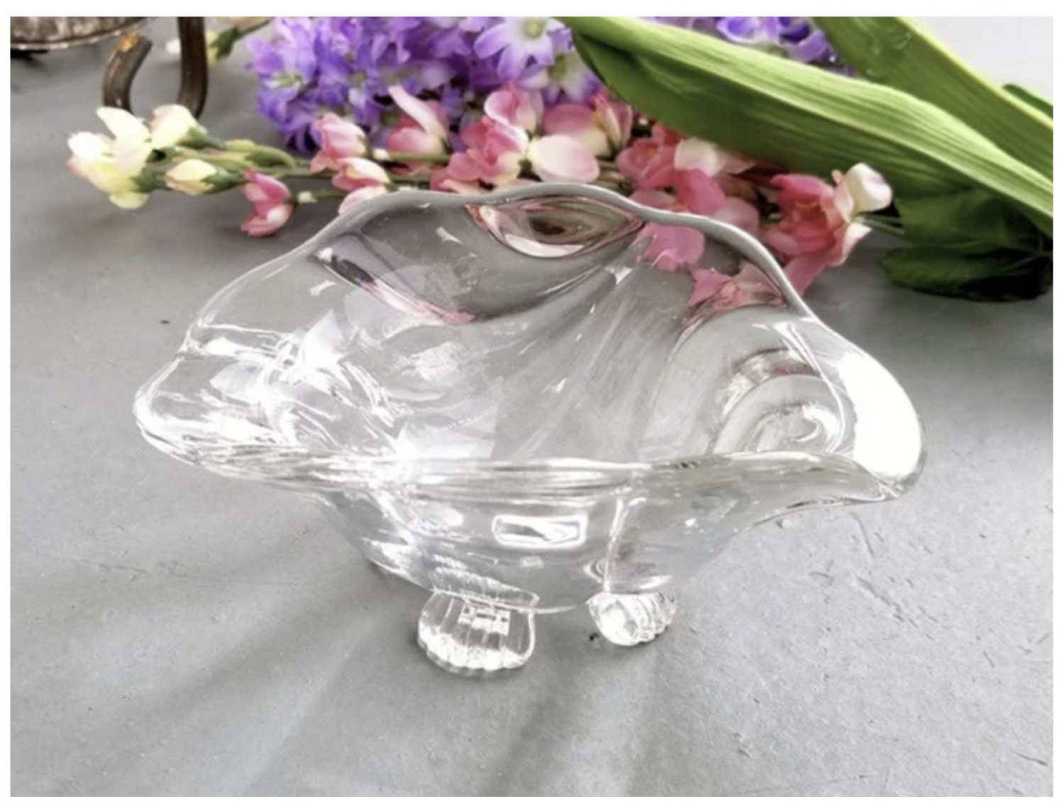 Cambridge Footed Candy Dish Crystal Shell Bowl