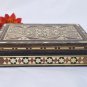 Wood Inlay Card Box, Floral & Geometric Design, Holds One Deck