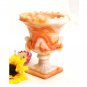 Akro Agate Mini Urn, Slag Glass Swirl, Orange and White