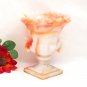 Akro Agate Mini Urn, Slag Glass Swirl, Orange and White