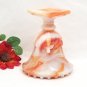 Akro Agate Mini Urn, Slag Glass Swirl, Orange and White