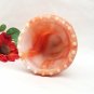 Akro Agate Mini Urn, Slag Glass Swirl, Orange and White